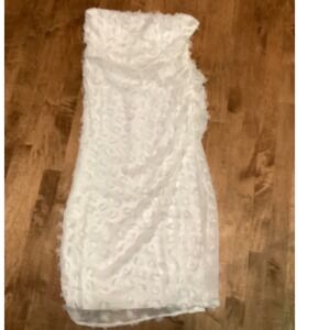 Lulus White Strapless Ruched Overlay Textured Party Dress Size LL